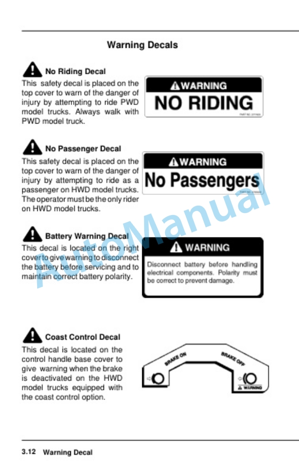 Clark PWD, HWD 30-40SE Operator Manual OM-643 2 Clark PWD, HWD 30-40SE Operator Manual OM-643-2