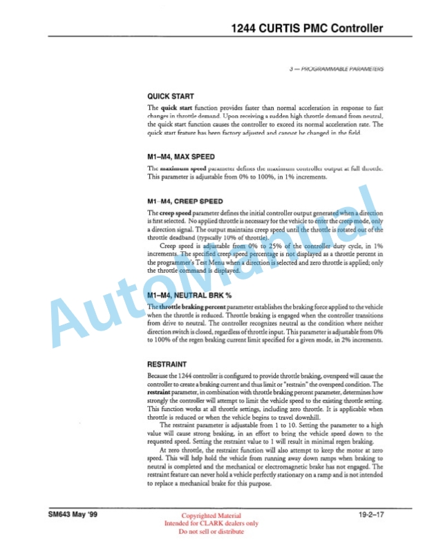 Alternative view of Clark PWD, HWD 30-40SE Service Manual SM-643