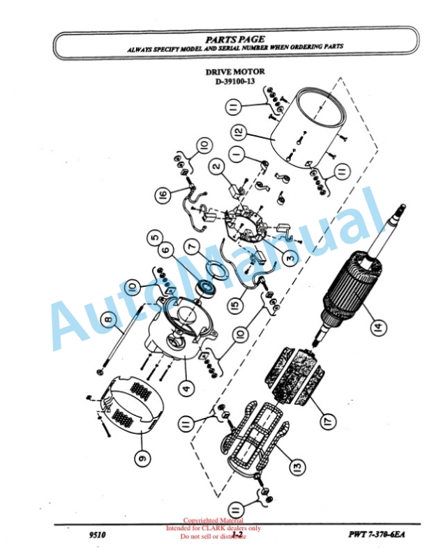 Clark PWT 7 Parts Manual X-169 2 Clark PWT 7 Parts Manual X-169-2