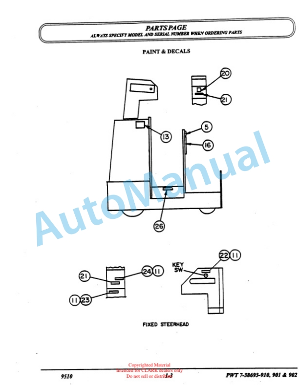 Clark PWT 7 Parts Manual X-169 4 Clark PWT 7 Parts Manual X-169-4