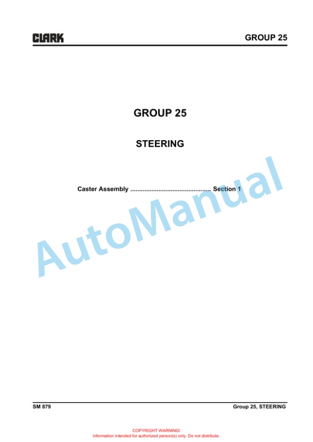 Clark PWX30-40, HWX30-40 Service Manual SM-879 4 Clark PWX30-40, HWX30-40 Service Manual SM-879 - Image 4