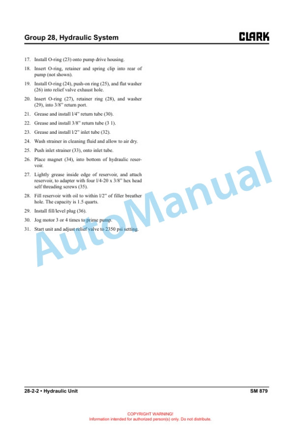 Clark PWX30-40, HWX30-40 Service Manual SM-879 5 Clark PWX30-40, HWX30-40 Service Manual SM-879 - Image 5