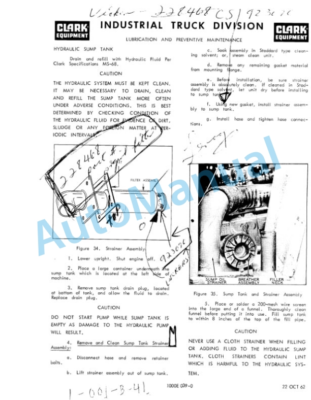 Clark RHY, CFY, CHY, WP Operator Manual O-B83-2 1st 2 Clark RHY, CFY, CHY, WP Operator Manual O-B83-2 1st-2
