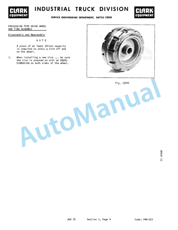 Clark S 20, S 30, S 40, SP 20, SP 25, SP 30 Planned Maintenance and Adjustment Procedures Manual PMA-321 2 Clark S 20, S 30, S 40, SP 20, SP 25, SP 30 Planned Maintenance and Adjustment Procedures Manual PMA-321-2