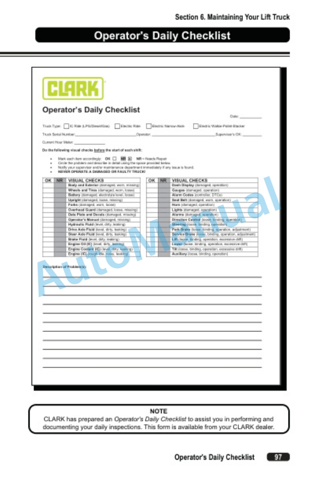 Clark SE 15-25T Operator Manual OM-747 5 Clark SE 15-25T Operator Manual OM-747-5