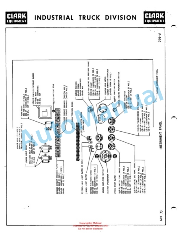 Clark Series 120 Straddle Carrier Parts Book 120A2 5 Clark Series 120 Straddle Carrier Parts Book 120A2-5