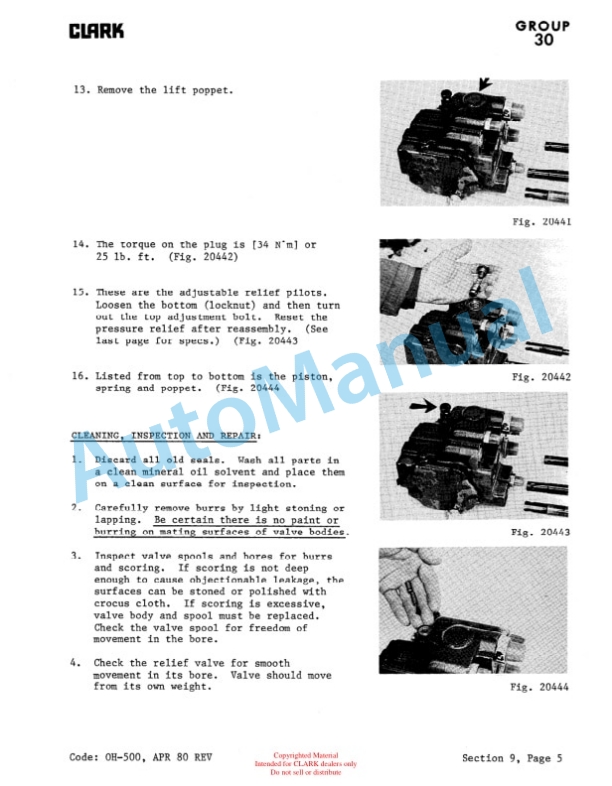 Clark TM 10S, TM 12S, TM 15S Overhaul Instructions OH-500 2 Clark TM 10S, TM 12S, TM 15S Overhaul Instructions OH-500-2