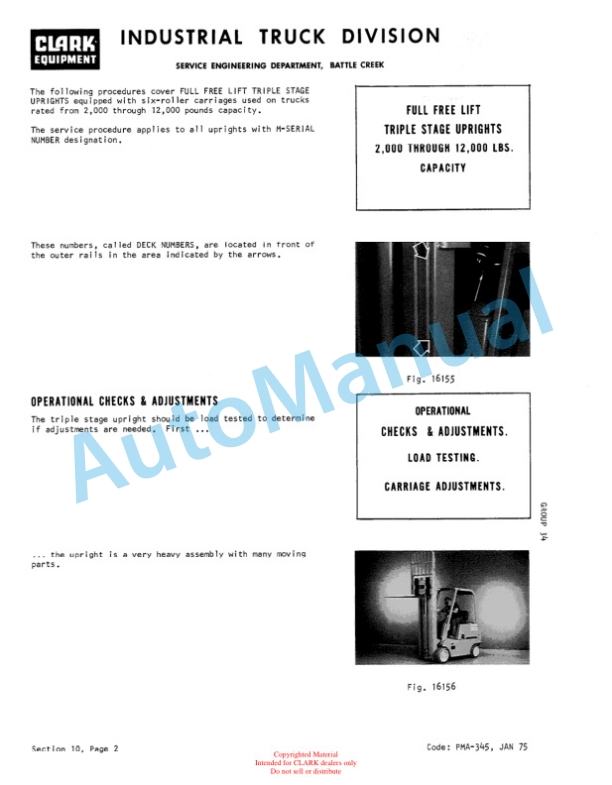Clark TM 10S, TM 12S, TM 15S Overhaul Instructions OH-500 5 Clark TM 10S, TM 12S, TM 15S Overhaul Instructions OH-500-5