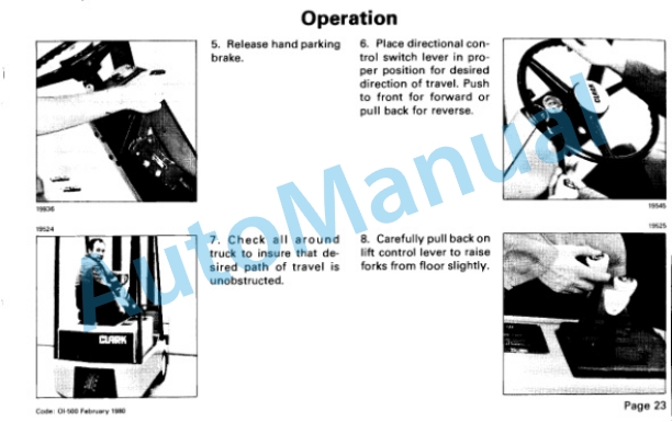Clark TM 145 10-15S, TM 127 10-15S Operator Instruction Manual OI-500 3 Clark TM 145 10-15S, TM 127 10-15S Operator Instruction Manual OI-500-3