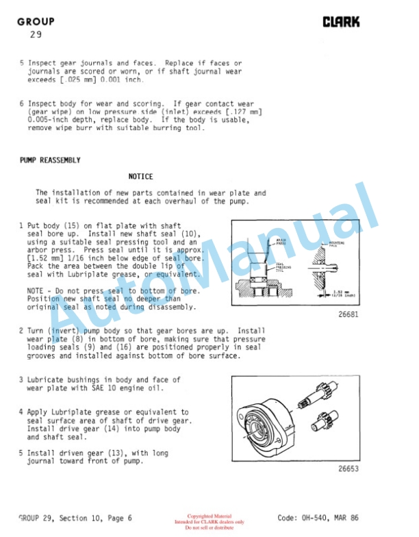 Clark TM 247 Overhaul Manual OH-540 4 Clark TM 247 Overhaul Manual OH-540-4
