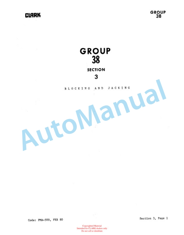 Clark TM, EM 10-15S Planned Maintenance and Adjustment Procedures Manual PMA-502 4 Clark TM, EM 10-15S Planned Maintenance and Adjustment Procedures Manual PMA-502-4