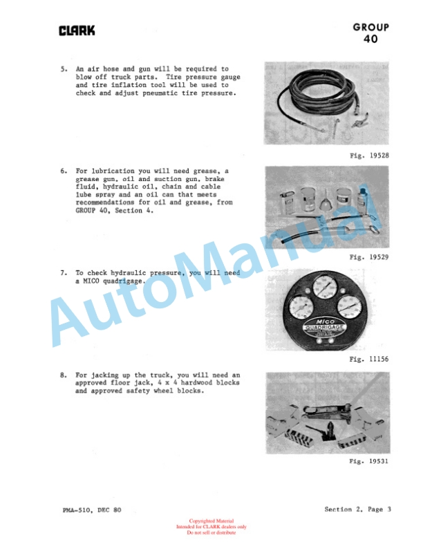 Clark TM, EM 10-15S Planned Maintenance and Adjustment Procedures Manual PMA-502 5 Clark TM, EM 10-15S Planned Maintenance and Adjustment Procedures Manual PMA-502-5
