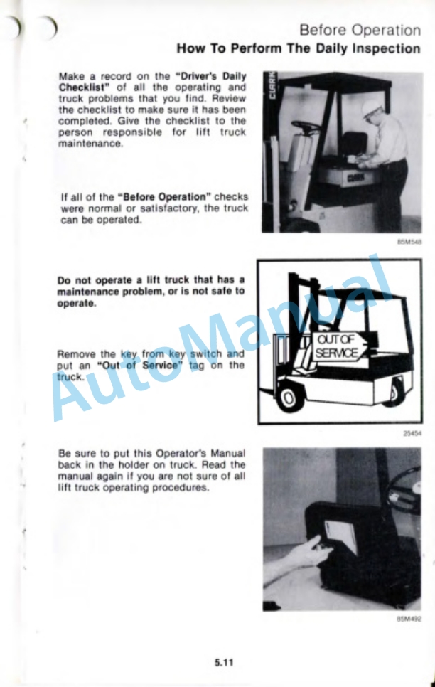 Clark TM12-25 36 Volt Operator Manual OM-540 2 Clark TM12-25 36 Volt Operator Manual OM-540-2