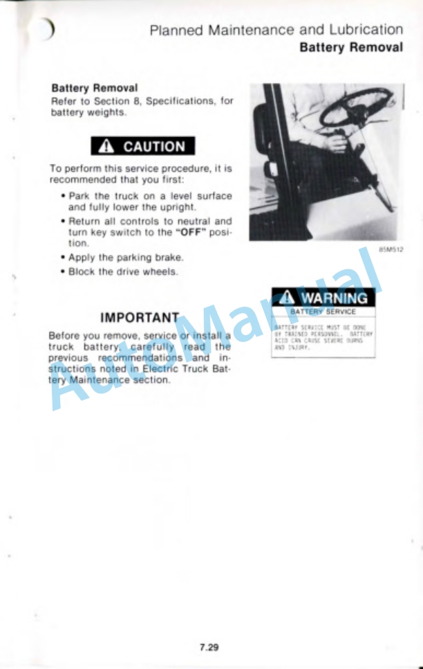 Clark TM12-25 36 Volt Operator Manual OM-540 5 Clark TM12-25 36 Volt Operator Manual OM-540-5