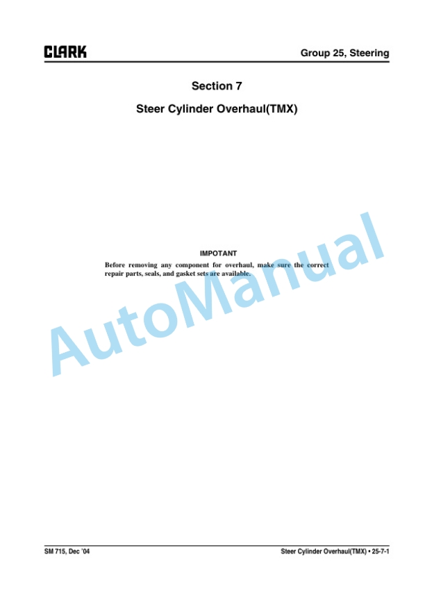Clark TMX 12-25, EPX 16-20s Service Manual SM-715 3 Clark TMX 12-25, EPX 16-20s Service Manual SM-715 - Image 3