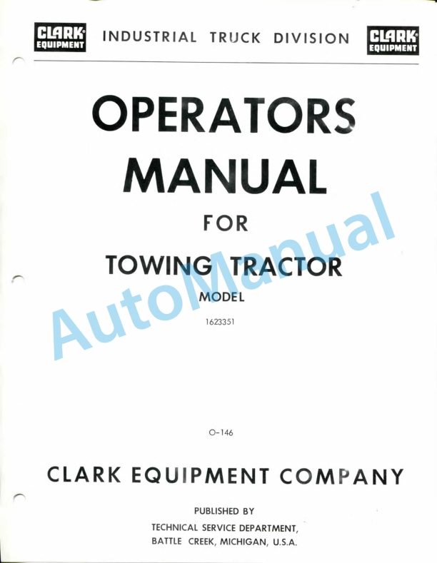 Clark Towing Tractor Operator Manual O-146