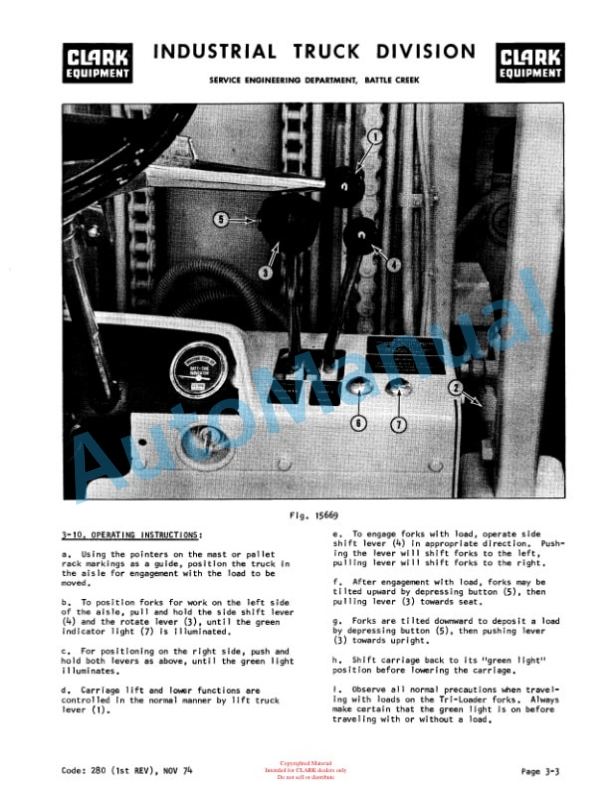 Clark Tri-Loader Side Loading Attachment Operation, Maintenance and Repair Manual 2 Clark Tri-Loader Side Loading Attachment Operation, Maintenance and Repair Manual-2
