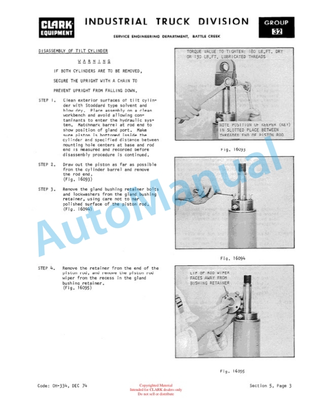 Clark TW 20, TW 40 Tri Wheel Overhaul Manual OH-334 4 Clark TW 20, TW 40 Tri Wheel Overhaul Manual OH-334-4