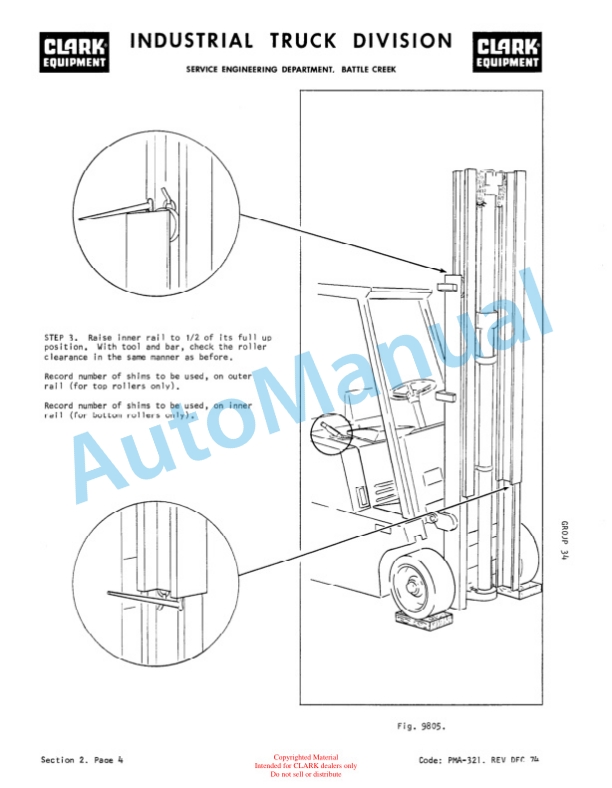 Clark TW125, TW235 Planned Maintenance and Adjustment Procedures Manual PMA-422 3 Clark TW125, TW235 Planned Maintenance and Adjustment Procedures Manual PMA-422-3