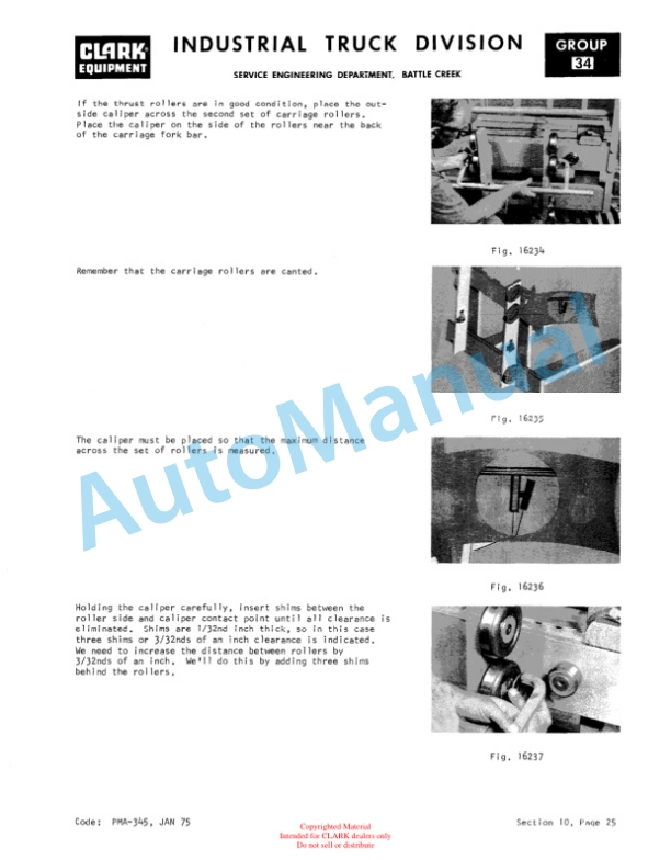 Clark TW125, TW235 Planned Maintenance and Adjustment Procedures Manual PMA-422 4 Clark TW125, TW235 Planned Maintenance and Adjustment Procedures Manual PMA-422-4