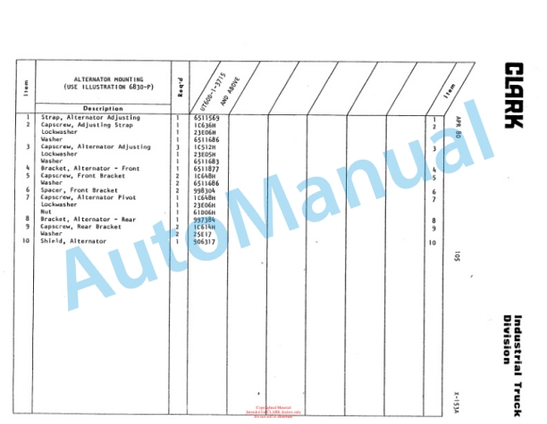 Clark Utility Truck 60D Parts Book X-153A 3 Clark Utility Truck 60D Parts Book X-153A-3