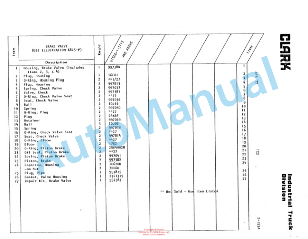 Clark Utility Truck 60D Parts Book X-153A 4 Clark Utility Truck 60D Parts Book X-153A-4