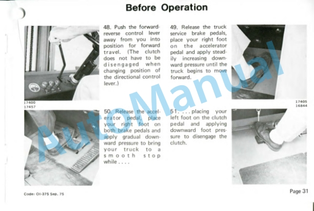 Clark Utility Truck UT 40D, UT 60D Diesel Powered Operator Instructions OI-375 3 Clark Utility Truck UT 40D, UT 60D Diesel Powered Operator Instructions OI-375-3