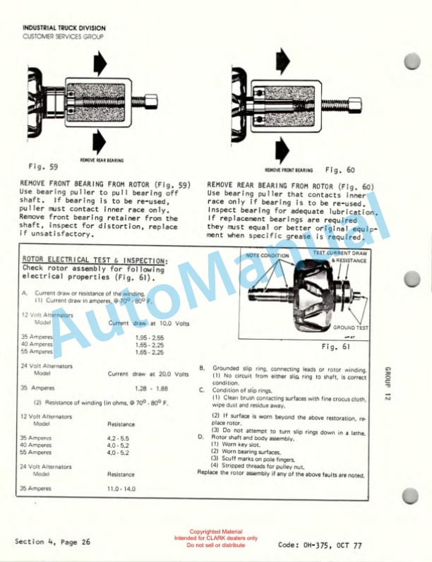 Clark Utility Truck UT 40D, UT 60D Diesel Powered Overhaul Instructions OH-375 2 Clark Utility Truck UT 40D, UT 60D Diesel Powered Overhaul Instructions OH-375-2