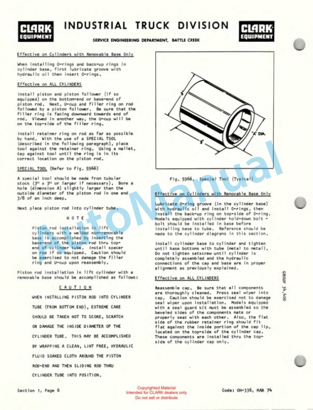 Clark Utility Truck UT 40D, UT 60D Diesel Powered Overhaul Instructions OH-375 4 Clark Utility Truck UT 40D, UT 60D Diesel Powered Overhaul Instructions OH-375-4