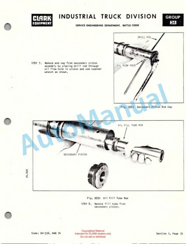 Clark Utility Truck UT 40D, UT 60D Diesel Powered Overhaul Instructions OH-375 5 Clark Utility Truck UT 40D, UT 60D Diesel Powered Overhaul Instructions OH-375-5