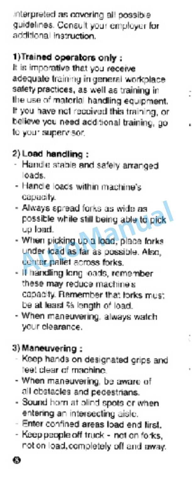 Clark Walkie Pallet and Fork Trucks Operator Manual OM-630 5 Clark Walkie Pallet and Fork Trucks Operator Manual OM-630-5