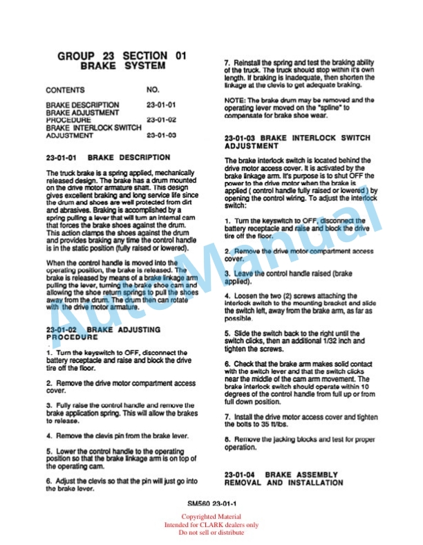 Clark WP 40 Service Manual SM-560 5 Clark WP 40 Service Manual SM-560 - Image 5