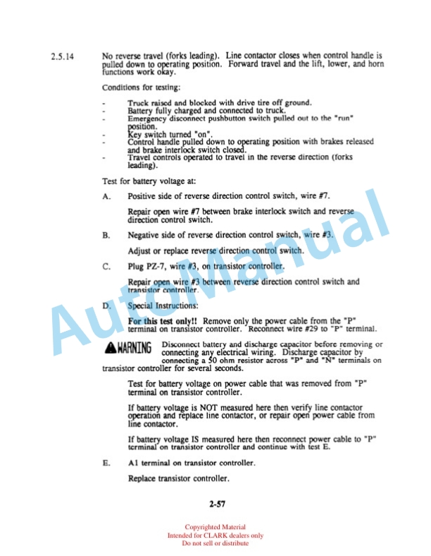 Clark WP 40 Service Manual SM-611 3 Clark WP 40 Service Manual SM-611 - Image 3