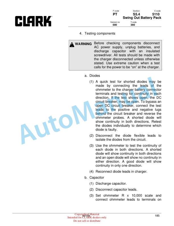 Clark WP45 Service Manual SM-698 3 Clark WP45 Service Manual SM-698 - Image 3