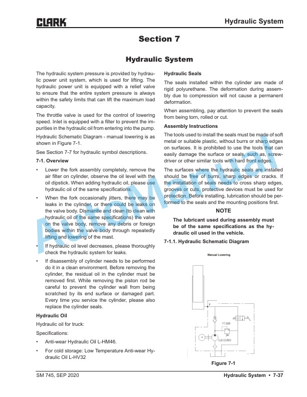 Alternative view of Clark WPL25 Service Manual SM-745
