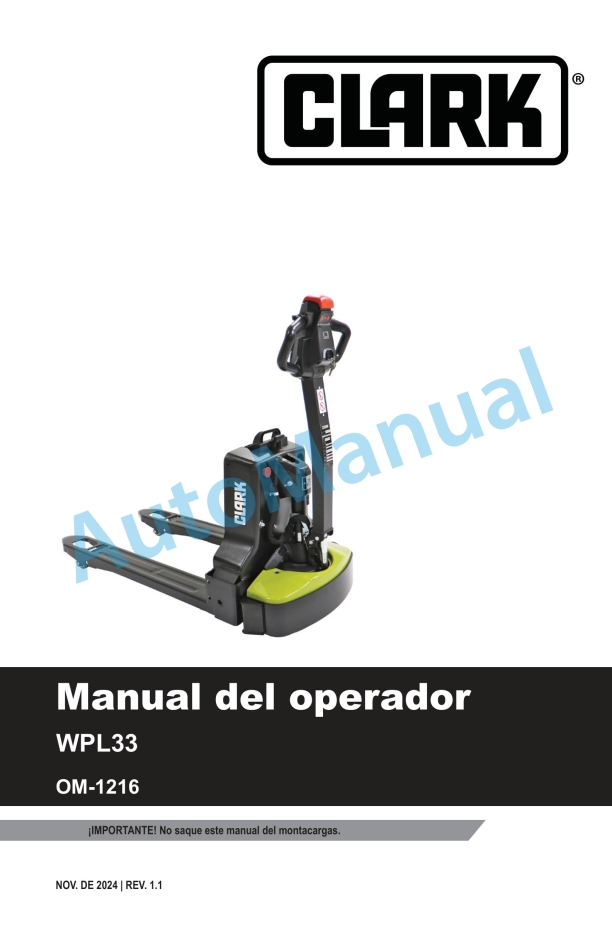 Clark WPL33 Operator Manual OM-1216