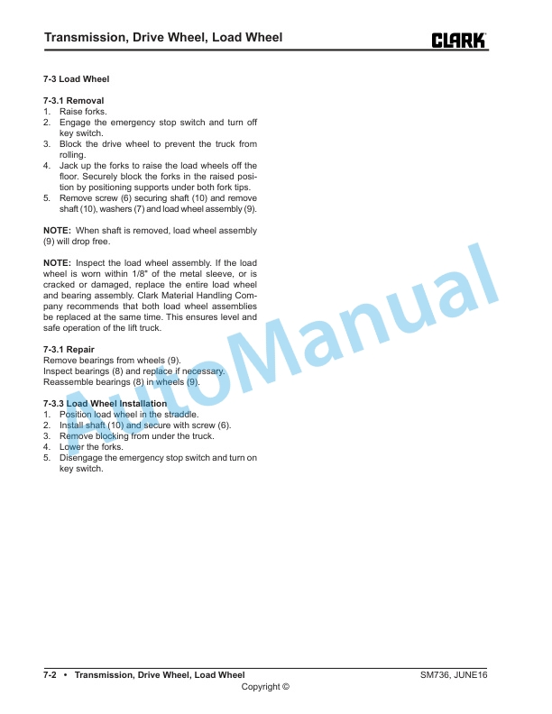 Clark WS22M Service Manual SM-736 5 Clark WS22M Service Manual SM-736 - Image 5