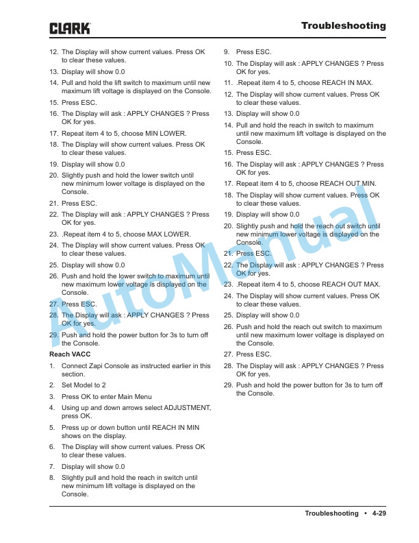 Alternative view of Clark WSRX30 Service Manual SM-742