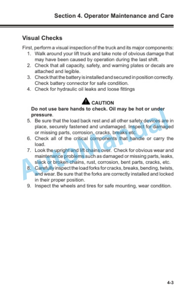 Clark WSTX 33 Operator Manual OM-743 2 Clark WSTX 33 Operator Manual OM-743-2