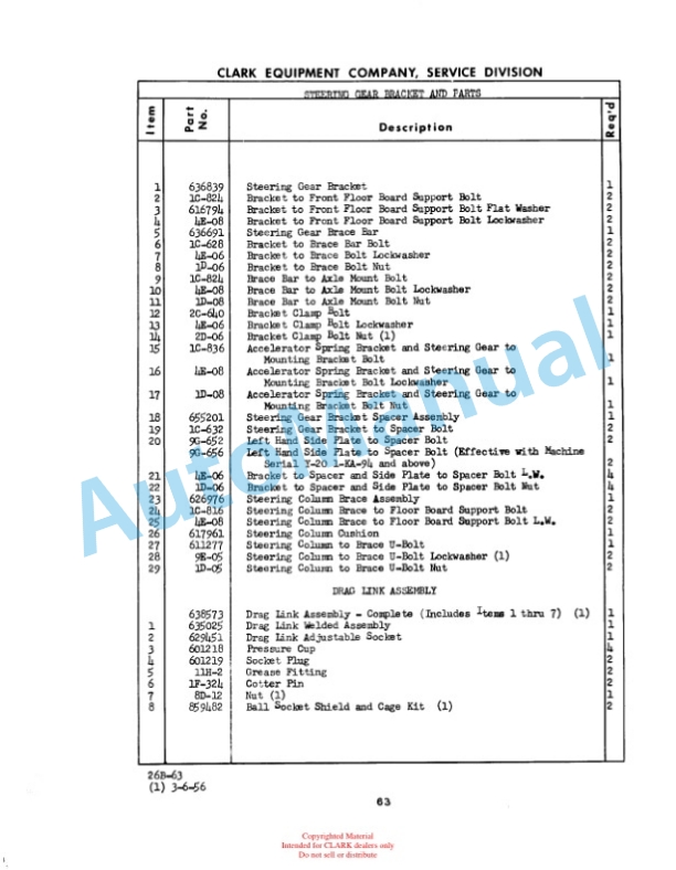 Clark Yardlift 20 B Maintenance Manual and Parts Book 26B 2 Clark Yardlift 20 B Maintenance Manual and Parts Book 26B-2