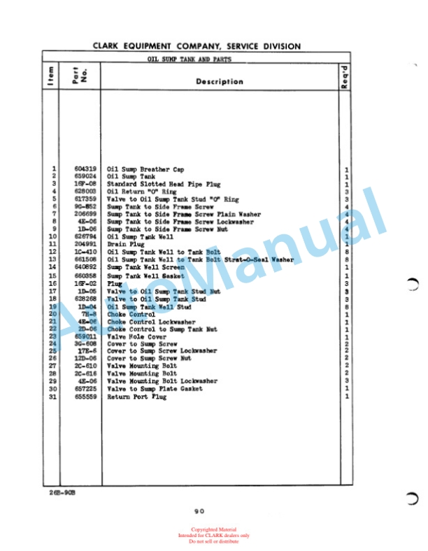 Clark Yardlift 20 B Maintenance Manual and Parts Book 26B 5 Clark Yardlift 20 B Maintenance Manual and Parts Book 26B-5