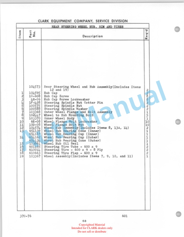 Clark Yardlift 40 C Maintenance Manual and Parts Book 28C 2 Clark Yardlift 40 C Maintenance Manual and Parts Book 28C-2