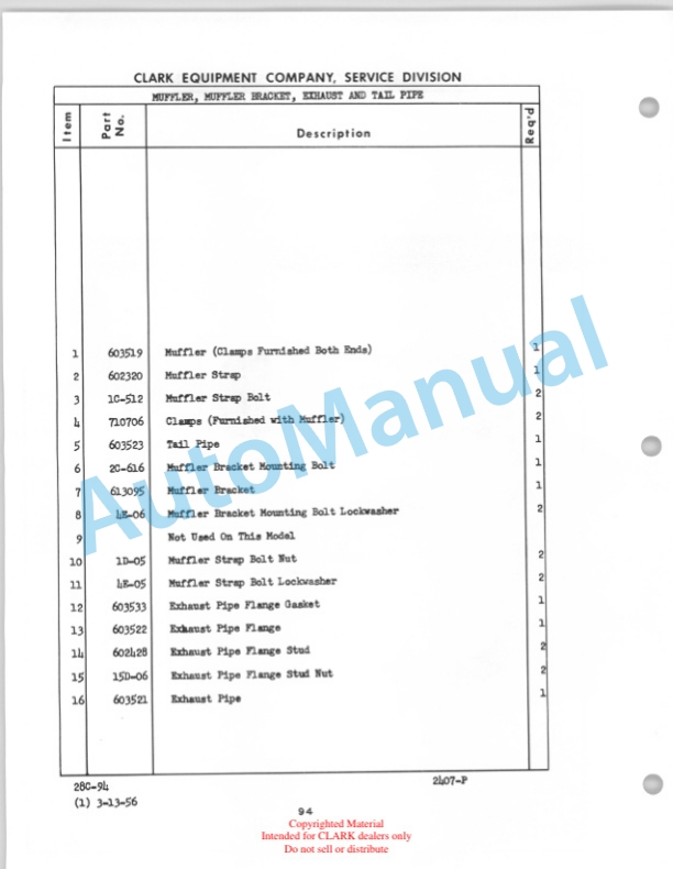 Clark Yardlift 40 C Maintenance Manual and Parts Book 28C 3 Clark Yardlift 40 C Maintenance Manual and Parts Book 28C-3
