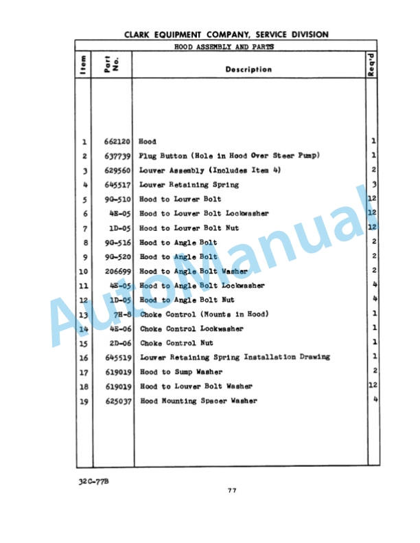 Clark Yardlift 60 C Maintenance Manual and Parts Book 32C354 3 Clark Yardlift 60 C Maintenance Manual and Parts Book 32C354-3