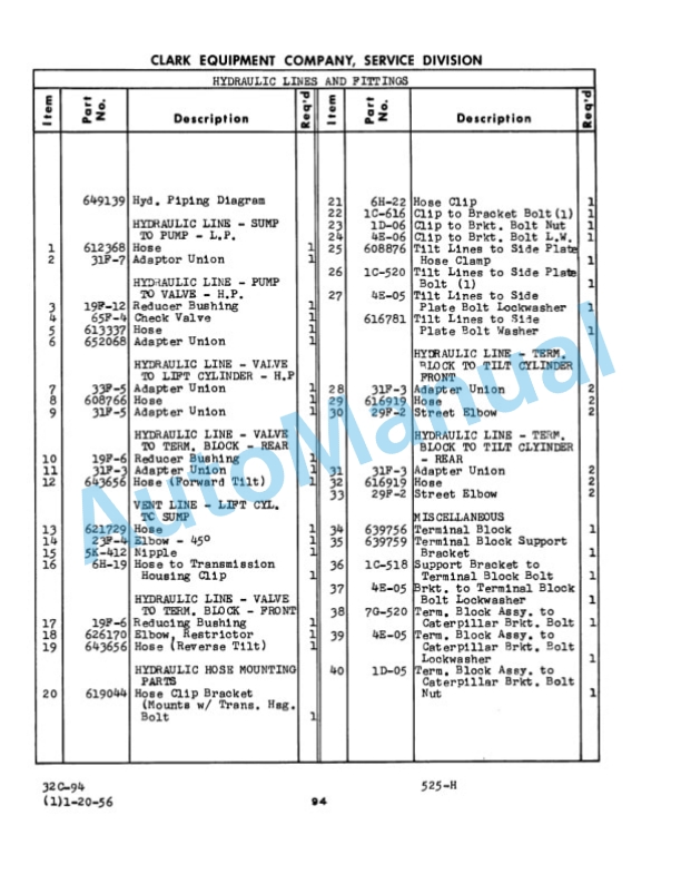 Clark Yardlift 60 C Maintenance Manual and Parts Book 32C354 5 Clark Yardlift 60 C Maintenance Manual and Parts Book 32C354-5