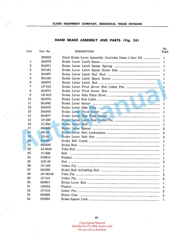 Clark Yardlift 60 Parts Book 1G 2 Clark Yardlift 60 Parts Book 1G-2