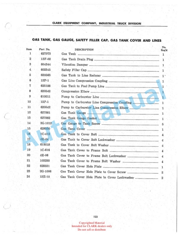 Clark Yardlift 60 Parts Book 1G 4 Clark Yardlift 60 Parts Book 1G-4