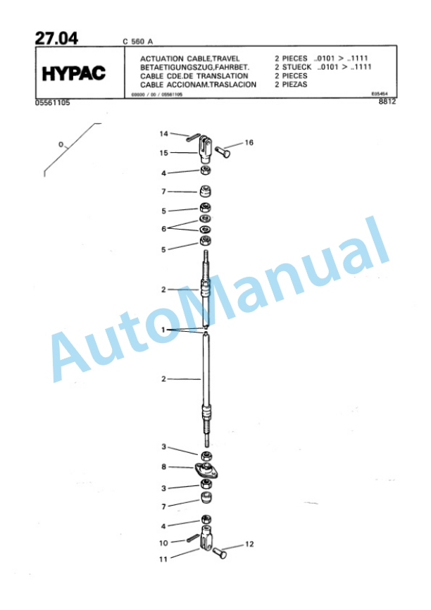 Hypac C 560 A Pneumatic Tyred Roller Spare Parts Catalogue 00810906-2