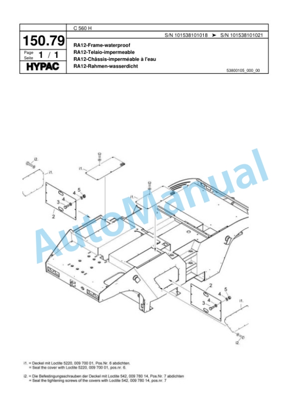 Hypac C 560 H Pneumatic Tired Roller Spare Parts Catalogue 00818281-5