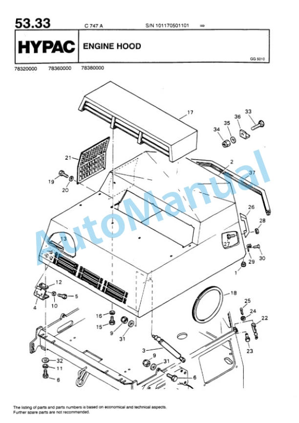 Hypac C 747 A Vibratory Double Drum Compactor Spare Parts Catalogue 00810968-2